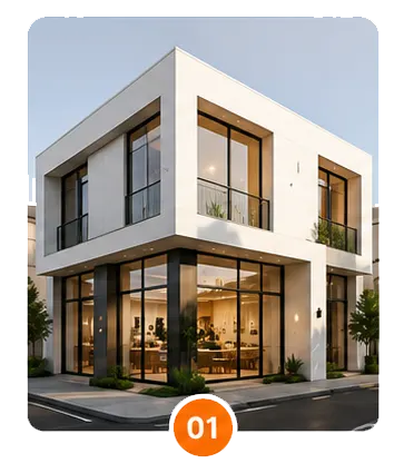 Bangunan komersial minimalis modern