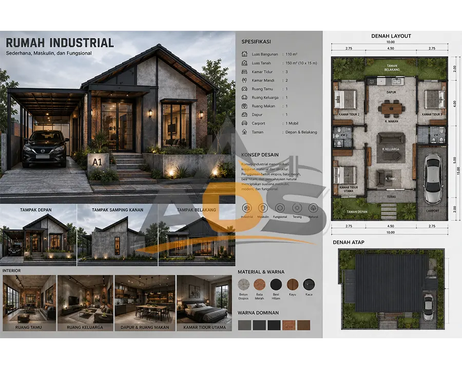 Desain Rumah Industrial