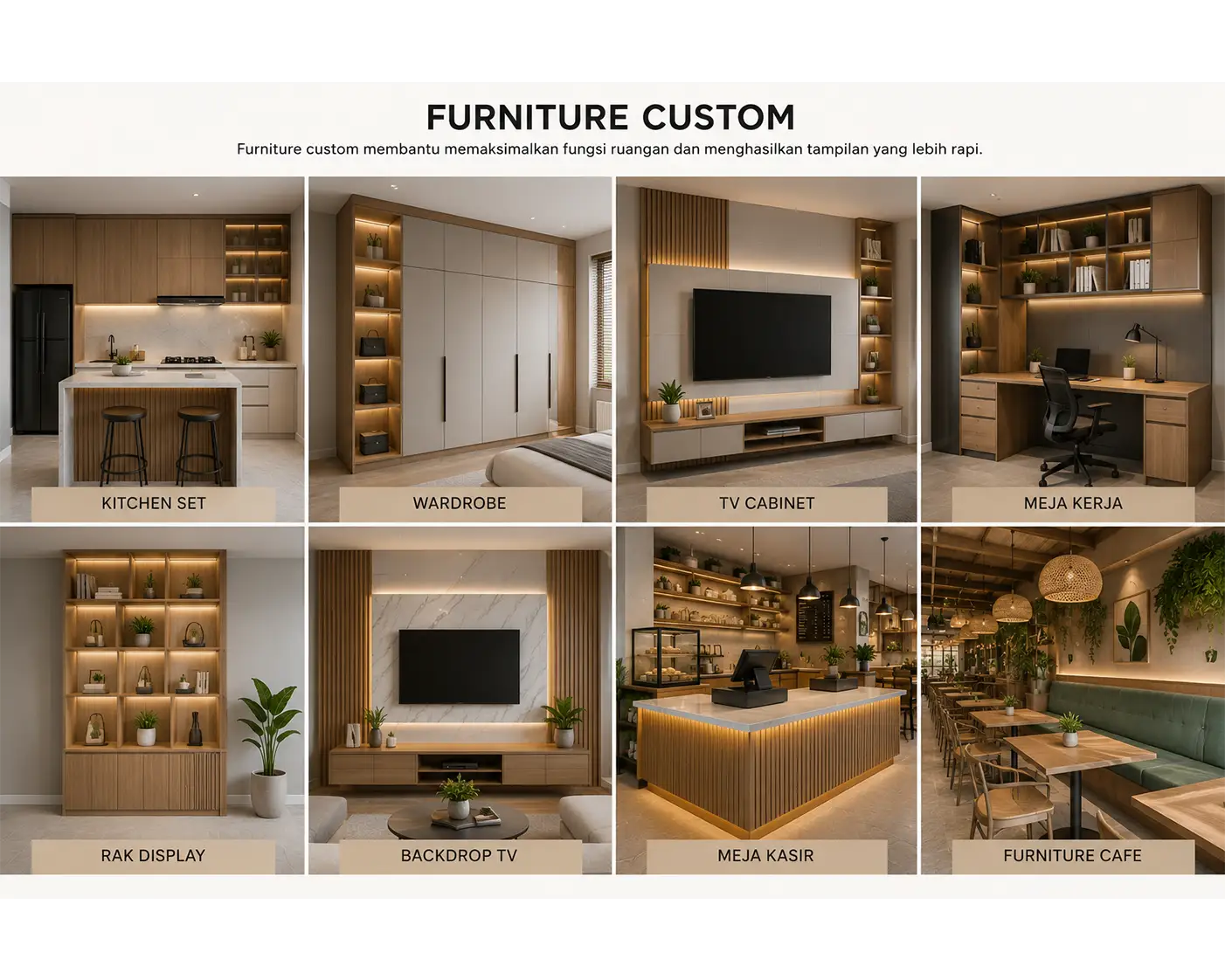 Desain furnitur custom modern dan fungsional