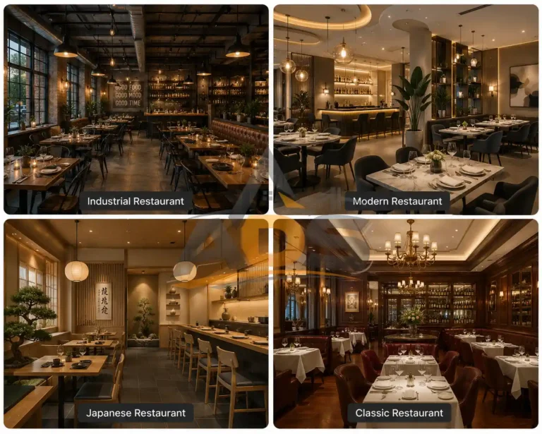 Gaya interior restoran yang beragam