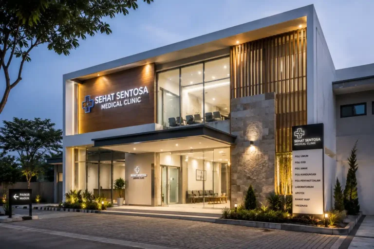 Klinik Sehat Sentosa di malam hari