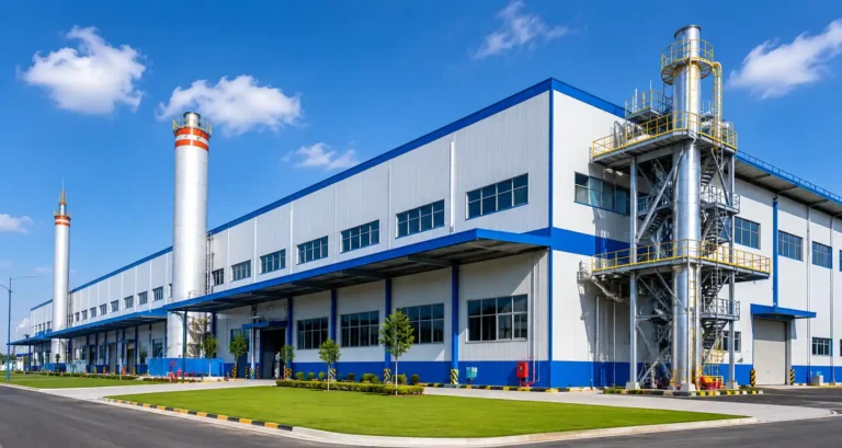 Pabrik industri modern dengan cerah Jasa Konstruksi Gedung dan Industrial Bandung