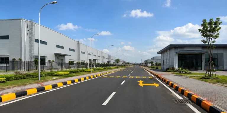 Pemandangan industri di pagi hari