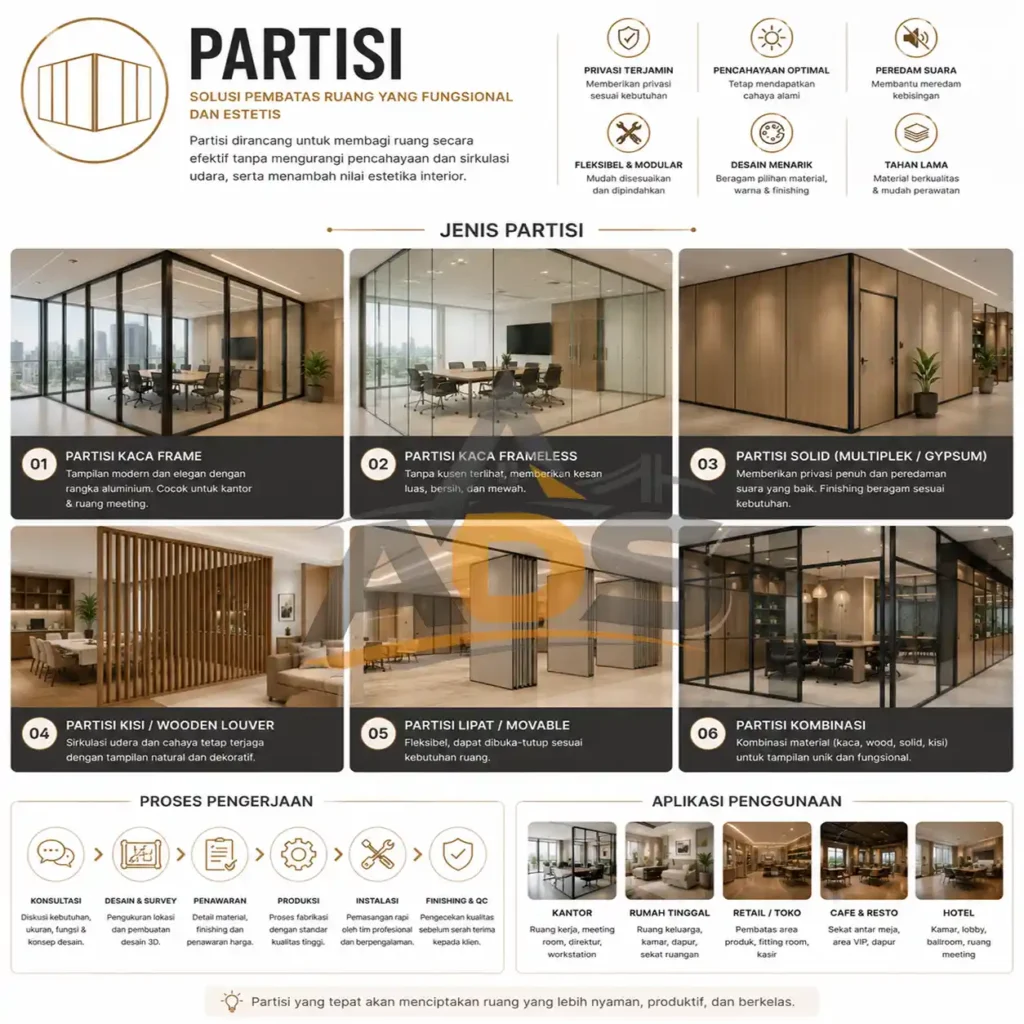 Solusi partisi interior fungsional dan estetis