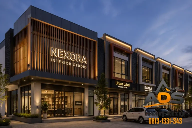 Deretan Toko Modern di Senja Hari